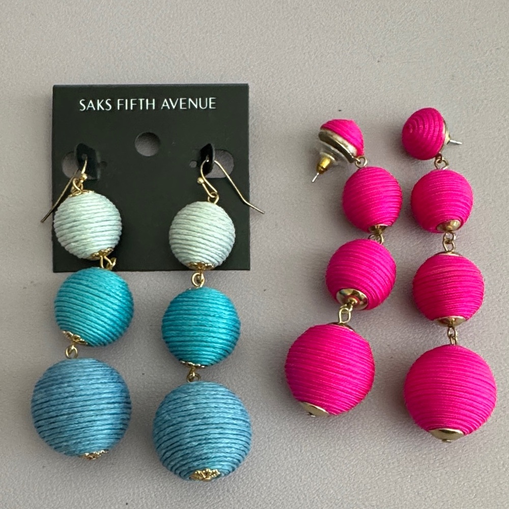 Saks Fifth Avenue Vibrant Pink and Blue Earrings